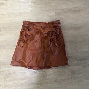 Forever 21 Tan Faux Leather Mini Skirt